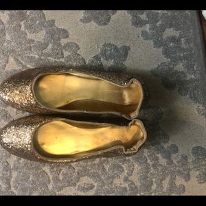 Gold sparkle flats